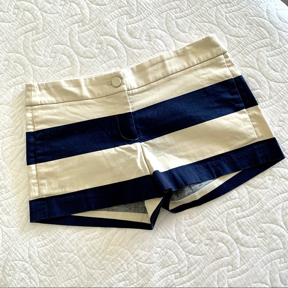J. Crew Navy & Tan Wide Stripe Shorts